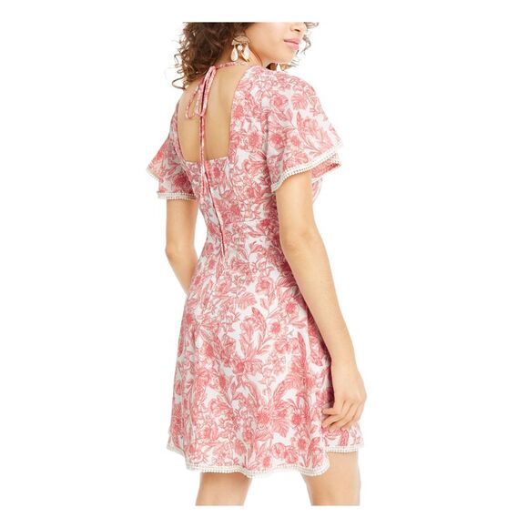 NWT B DARLIN Womens Pink Short Sleeve Crew Neck Mini Trapeze Dress 11\12 - Picture 2 of 3